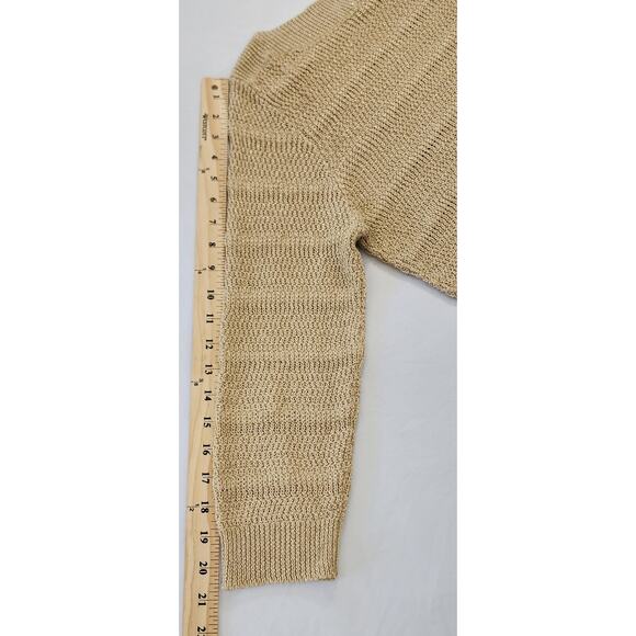 Lauren Ralph Lauren Sweater Womens Medium Gold Metallic Knit Boatneck Preppy - Picture 7 of 11